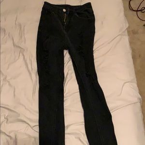 Romwe black distressed jeans